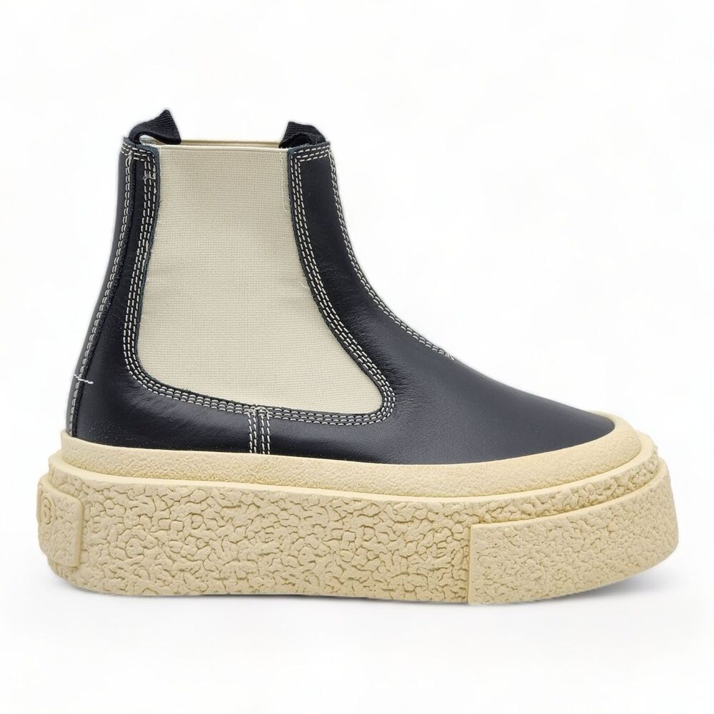 MM6 Maison Margiela Round-toe Leather Ankle Boots 40.5 (10.5) - Picture 2 of 7